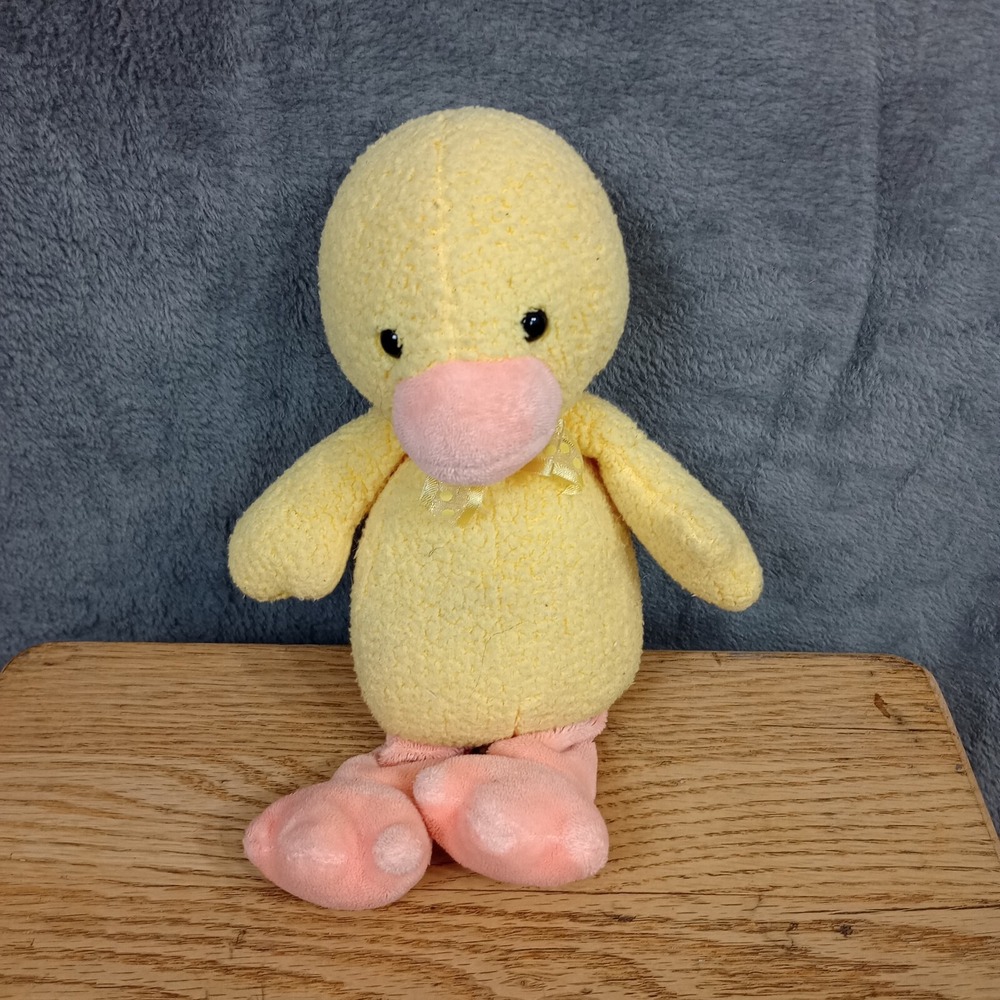 Carters Yellow DUCK 9" Bean Bag Plush Orange Fluffy Friends 2005 Lovey Rare‎